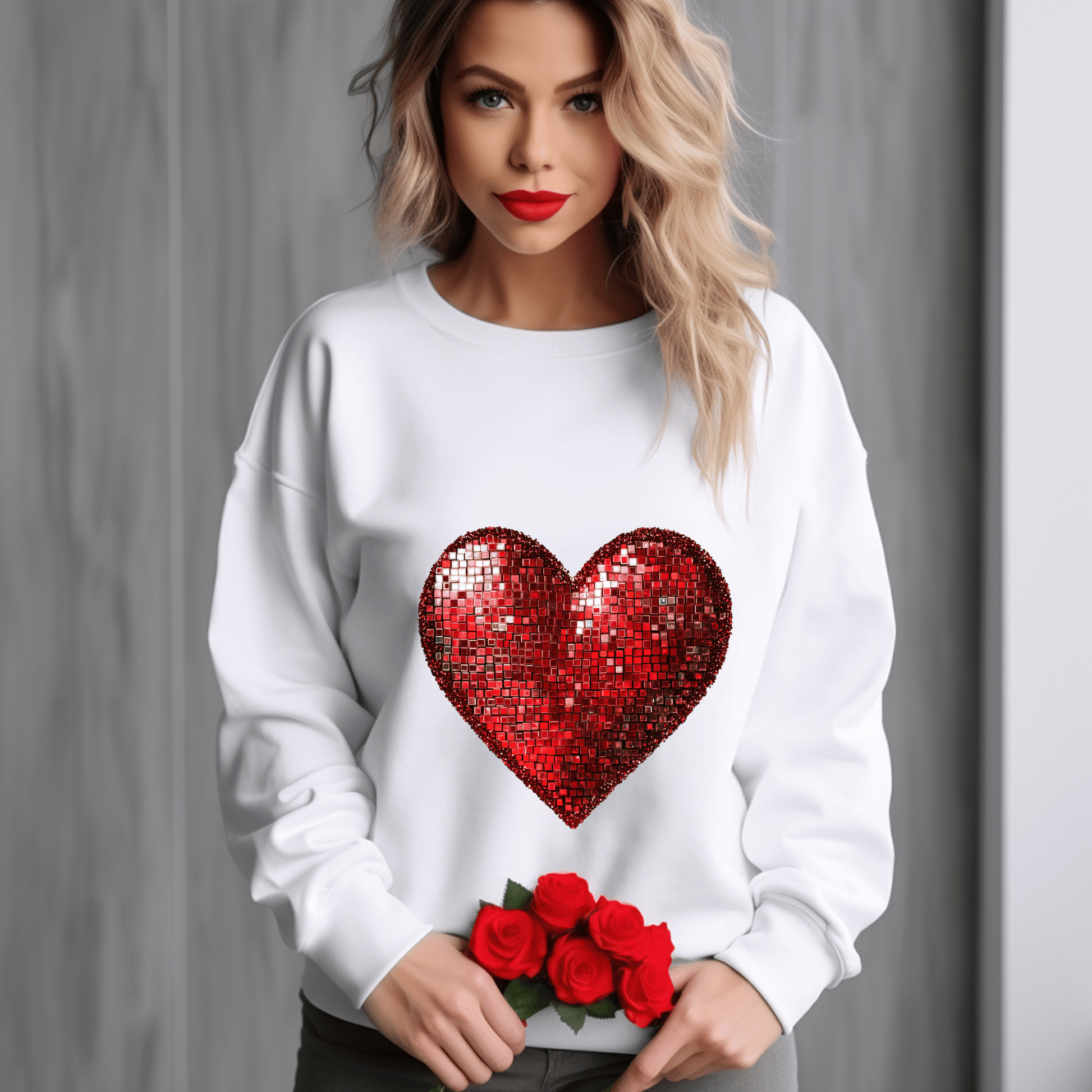 Ink and Charms Designs Sweatshirt Glitter Heart Valentine’s Day Sweatshirt