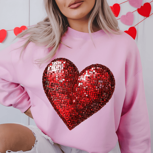 Ink and Charms Designs Sweatshirt Glitter Heart Valentine’s Day Sweatshirt