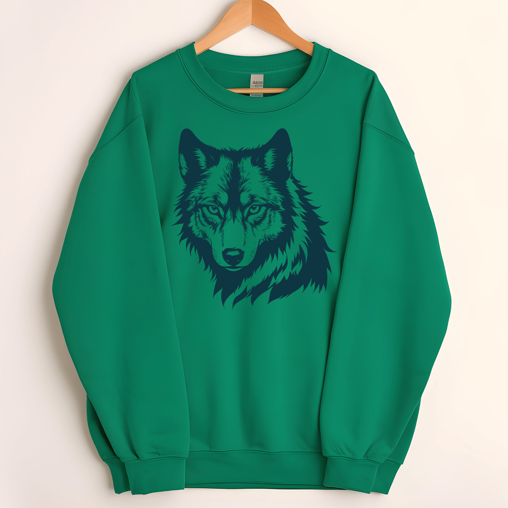 Ink and Charms Designs Sweatshirt Green / S Fierce and Majestic Wolf Head Design