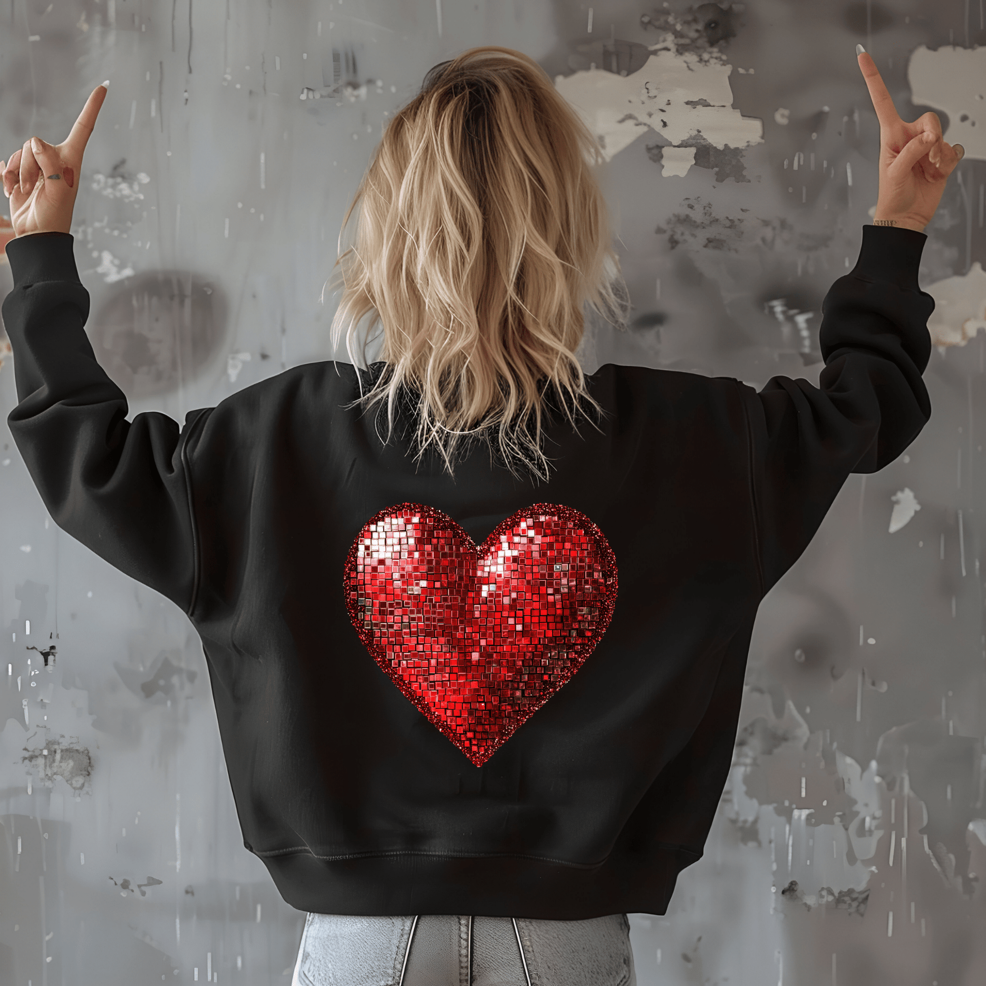 Ink and Charms Designs Sweatshirt Hoodie back sided / Black / S Glitter Heart Valentine’s Day Sweatshirt