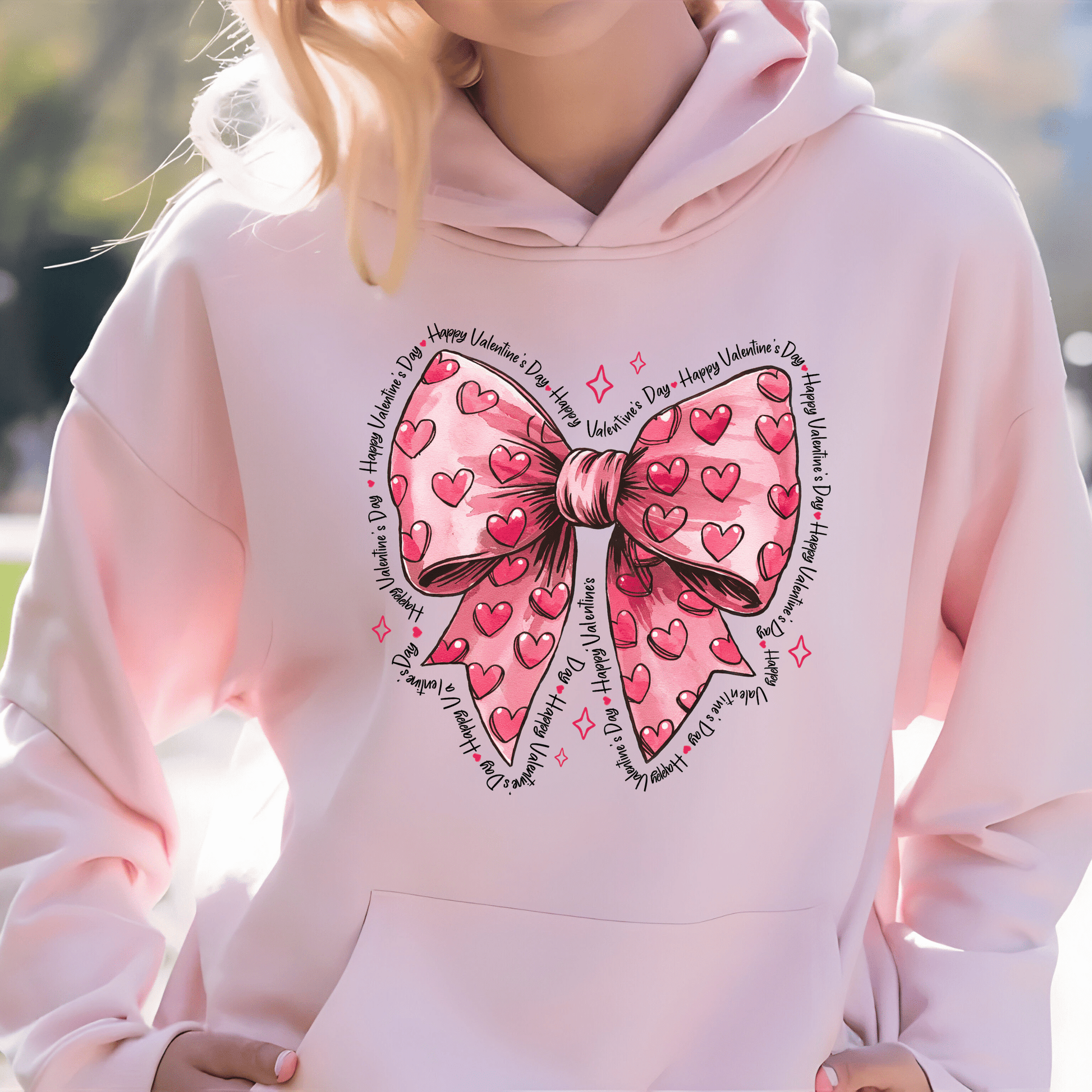 Ink and Charms Designs Sweatshirt Hoodie / Pink / S Bow and Hearts Valentine’s Day Sweatshirt