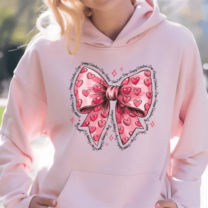 Ink and Charms Designs Sweatshirt Hoodie / Pink / S Bow and Hearts Valentine’s Day Sweatshirt