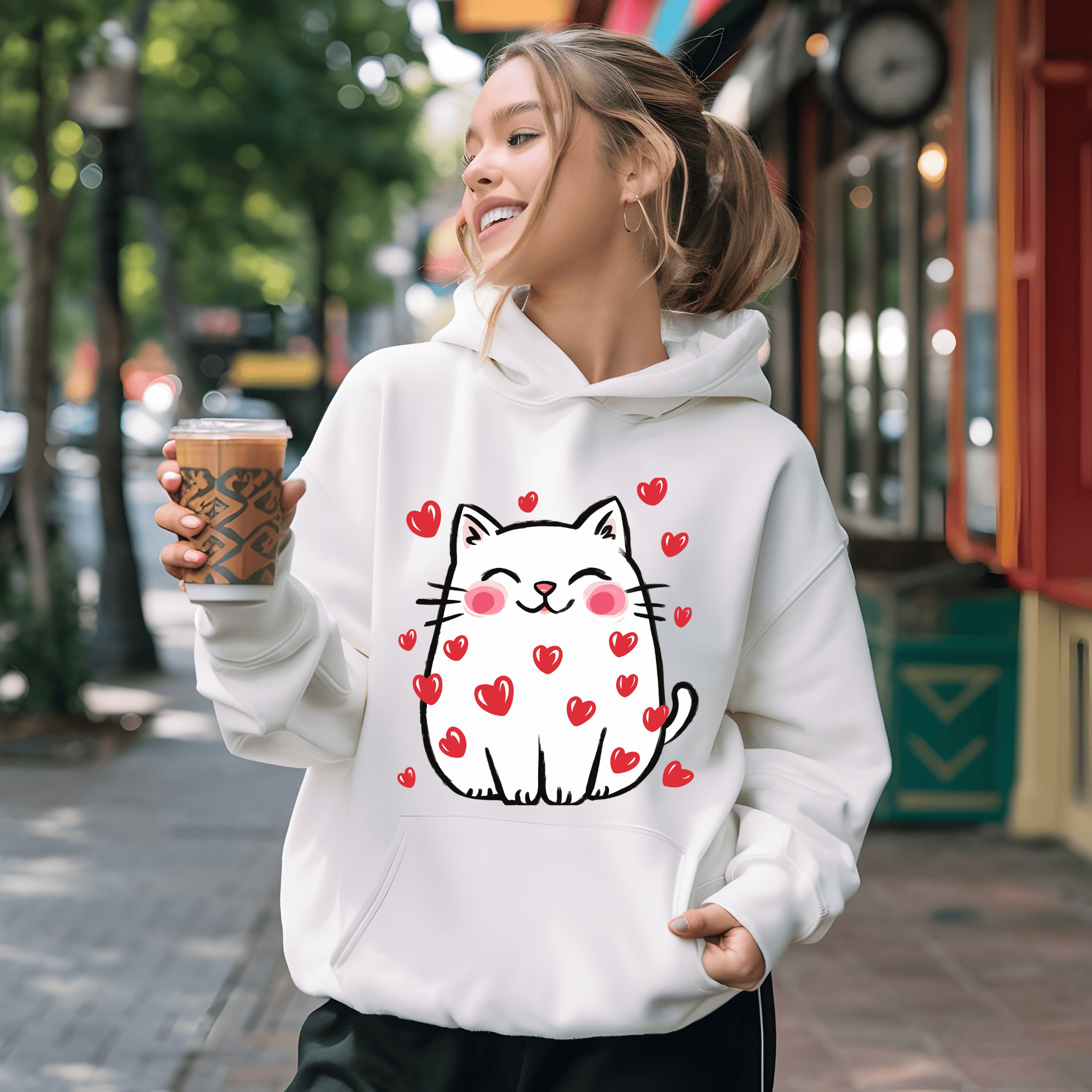 Ink and Charms Designs Sweatshirt Hoodie / Pink / S 🐾❤️ Love is Purr-fect with Our Adorable Cat Design! ❤️🐾- T-shirt, Sweatshirt & Hoodie