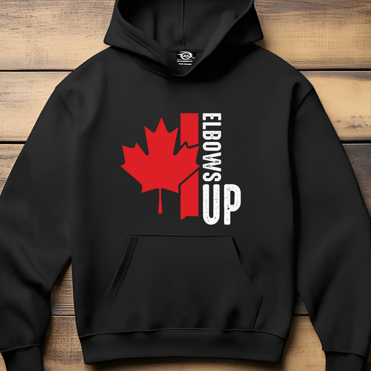 Ink and Charms Designs Sweatshirt Hoodie / White / S "ELBOWS UP" Apparel Collection: Wear Your Canadian Pride with Strength!