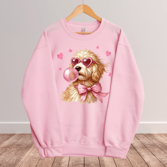Ink and Charms Designs Sweatshirt Pink / S Dogs' lovers - Cute Dog Chewing Gum Sweatshirt