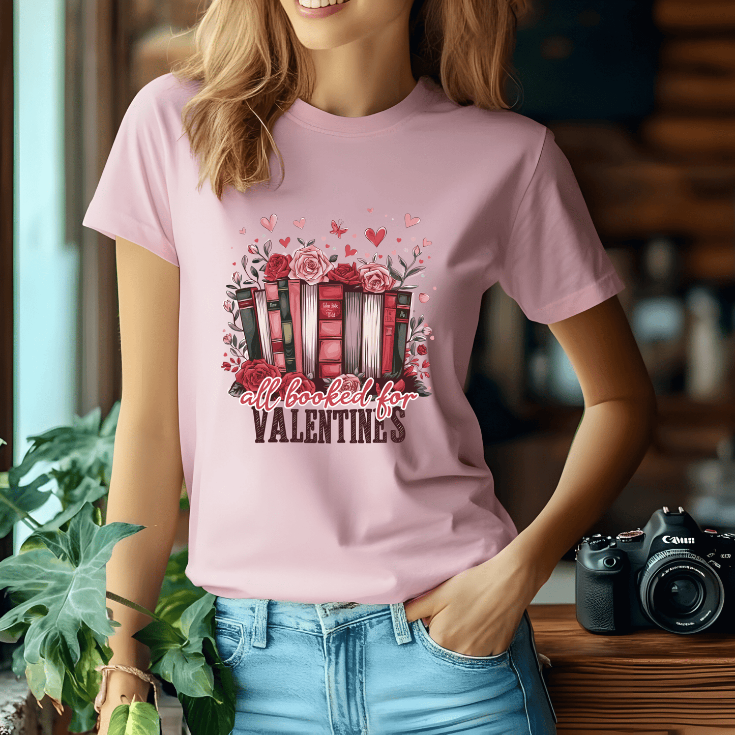Ink and Charms Designs Sweatshirt Pink / S / Tshirt All Booked for Valentine's - Reading Lovers Sweatshirt
