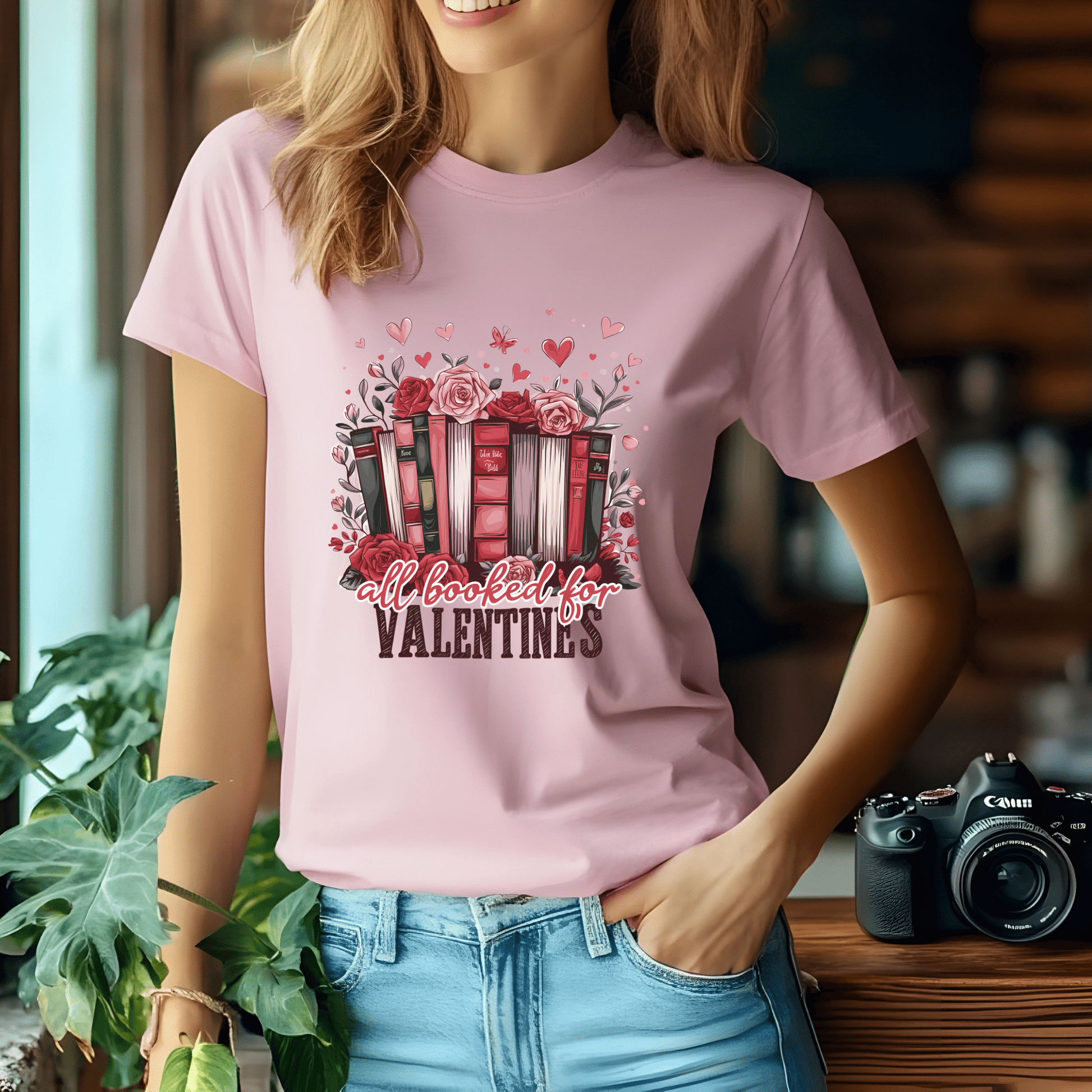 Ink and Charms Designs Sweatshirt Pink / S / Tshirt All Booked for Valentine's - Reading Lovers Sweatshirt
