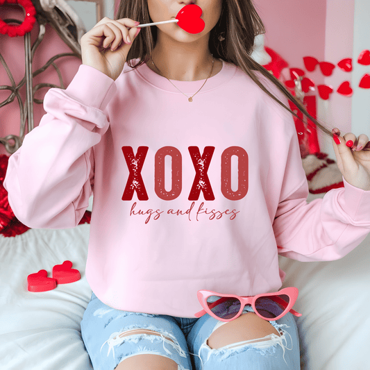 Ink and Charms Designs Sweatshirt Pink / S X O Hugs and Kisses Design