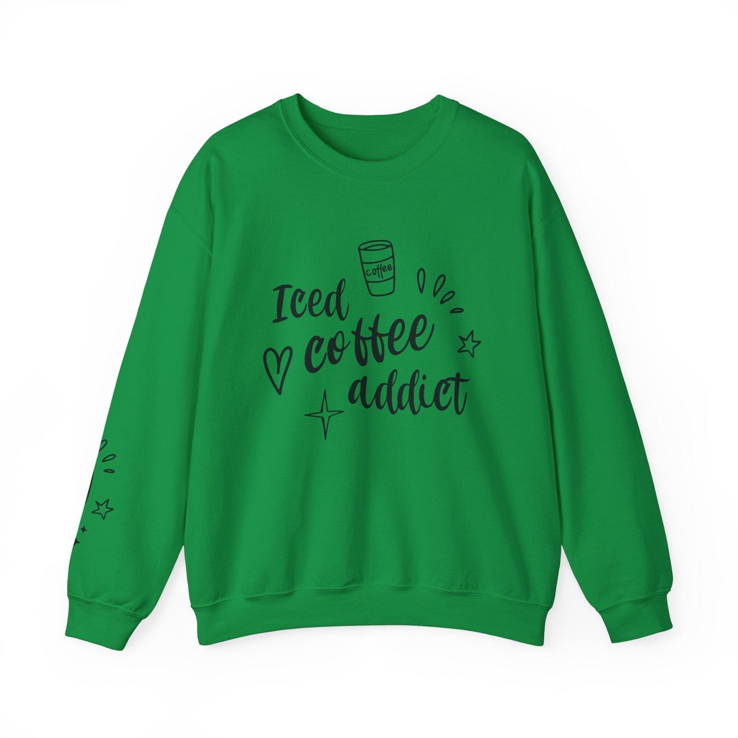 Ink and Charms Designs Sweatshirt S / Irish Green Iced Coffee Addict Heavy Blend Crewneck Sweatshirt
