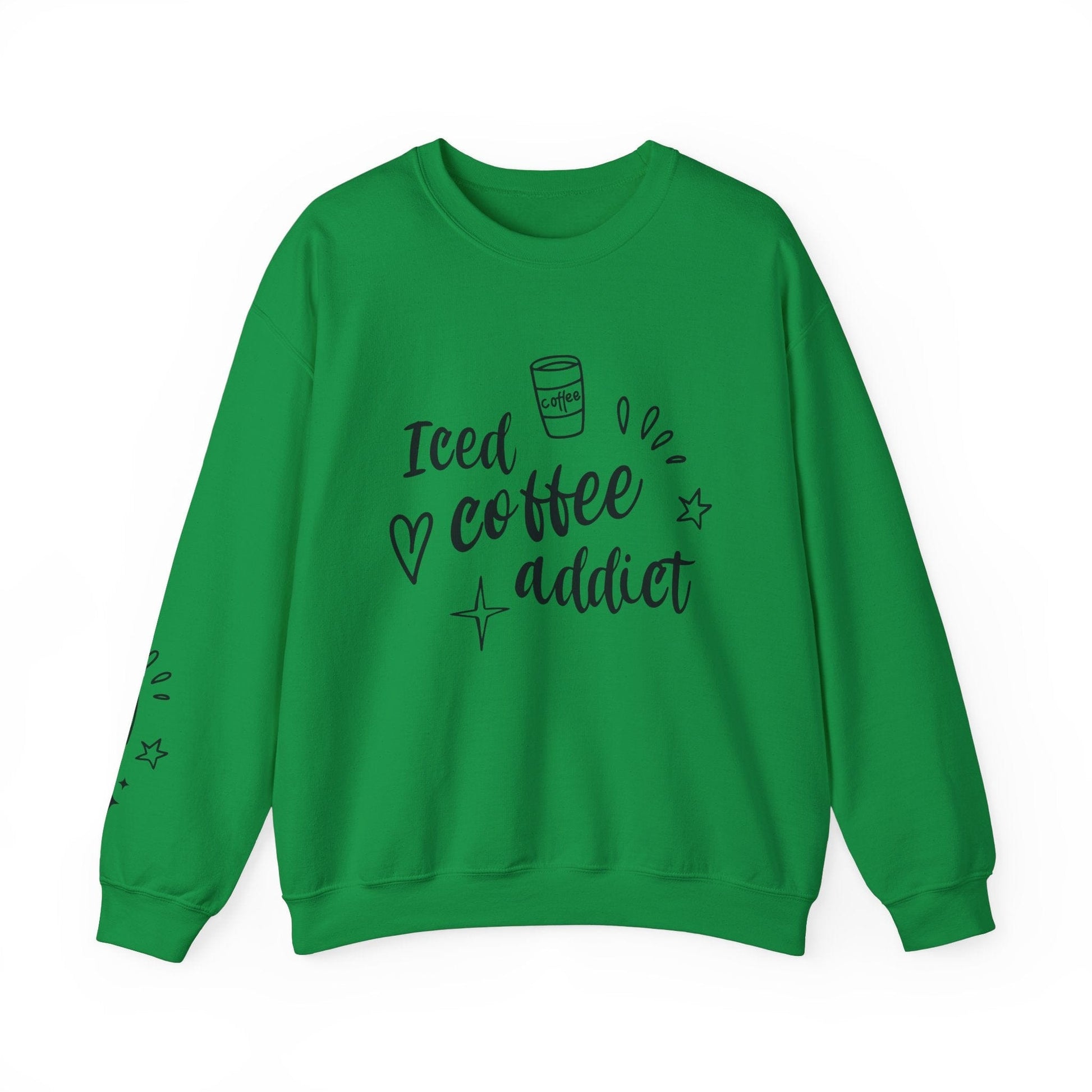 Ink and Charms Designs Sweatshirt S / Irish Green Iced Coffee Addict Heavy Blend Crewneck Sweatshirt