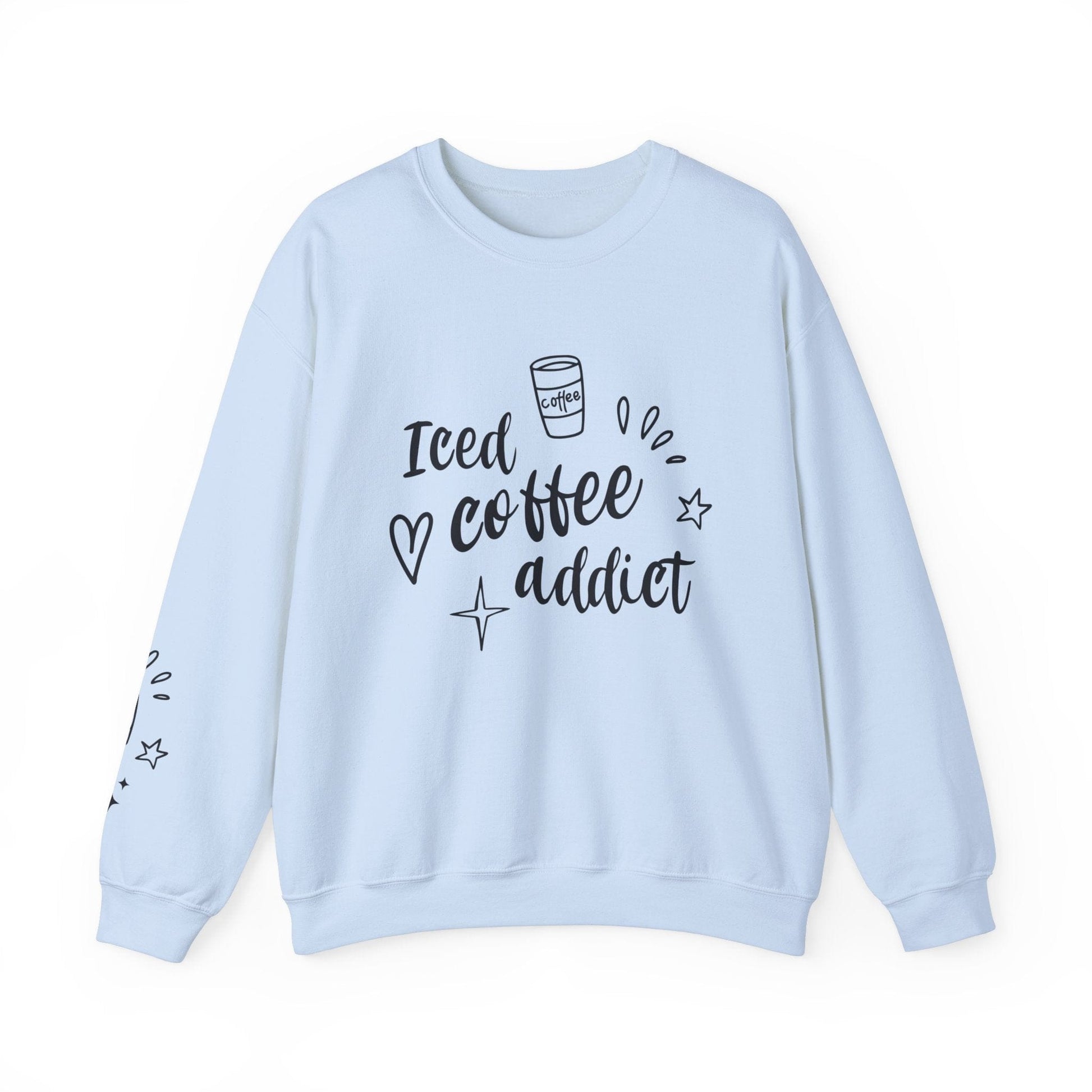 Ink and Charms Designs Sweatshirt S / Light Blue Iced Coffee Addict Heavy Blend Crewneck Sweatshirt