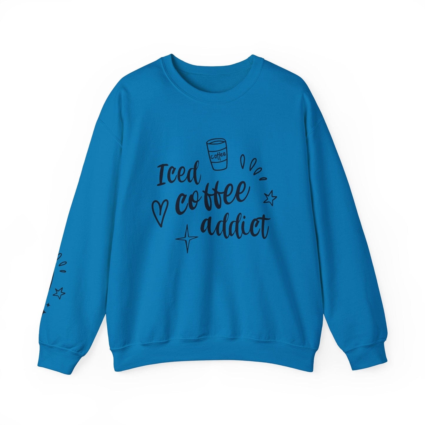 Ink and Charms Designs Sweatshirt S / Sapphire Iced Coffee Addict Heavy Blend Crewneck Sweatshirt