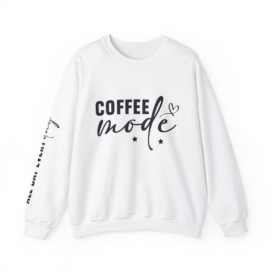 Ink and Charms Designs Sweatshirt S / White Coffee Mode Heavy Blend Crewneck Sweatshirt