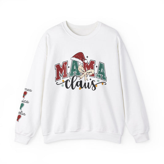 Ink and Charms Designs Sweatshirt S / White Crewneck Sweatshirt Mama Clause Design with Kids' Names