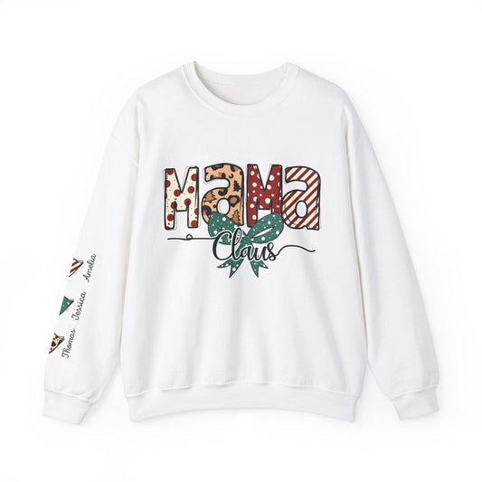 Ink and Charms Designs Sweatshirt S / White Crewneck Sweatshirt Mama Clause Design with Kids' Names