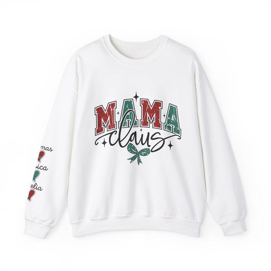 Ink and Charms Designs Sweatshirt S / White Crewneck Sweatshirt Mama Clause Design with Kids' Names