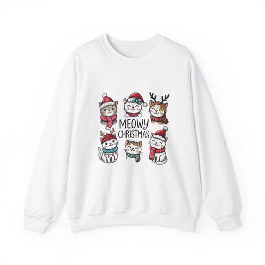 Ink and Charms Designs Sweatshirt S / White Meowy Christmas Sweatshirt