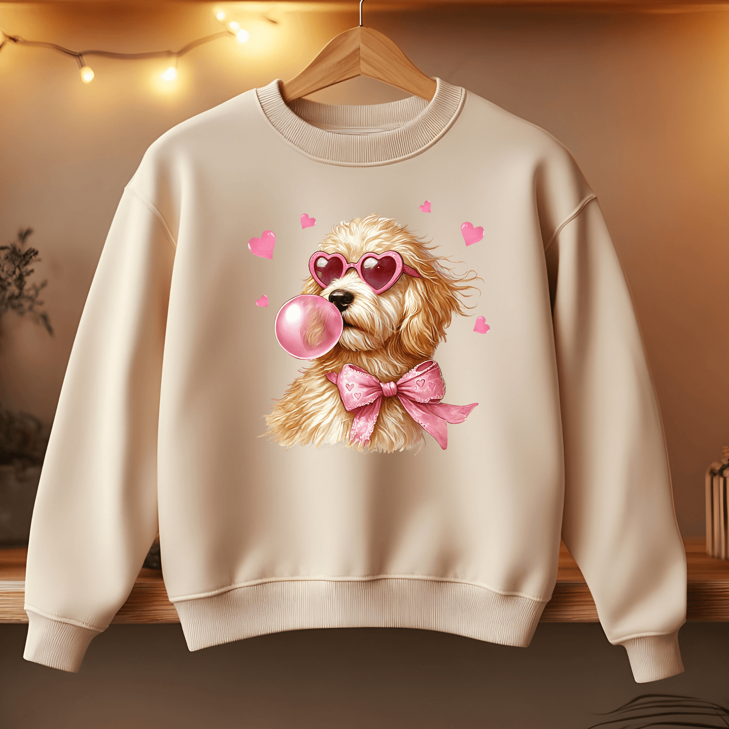Ink and Charms Designs Sweatshirt Sand / S Dogs' lovers - Cute Dog Chewing Gum Sweatshirt