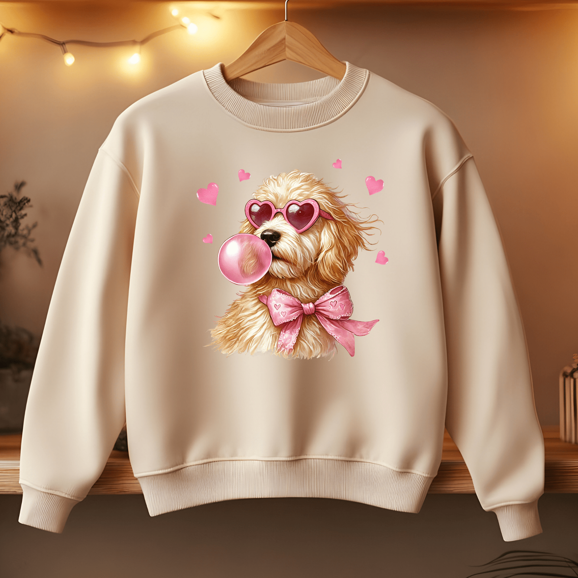 Ink and Charms Designs Sweatshirt Sand / S Dogs' lovers - Cute Dog Chewing Gum Sweatshirt