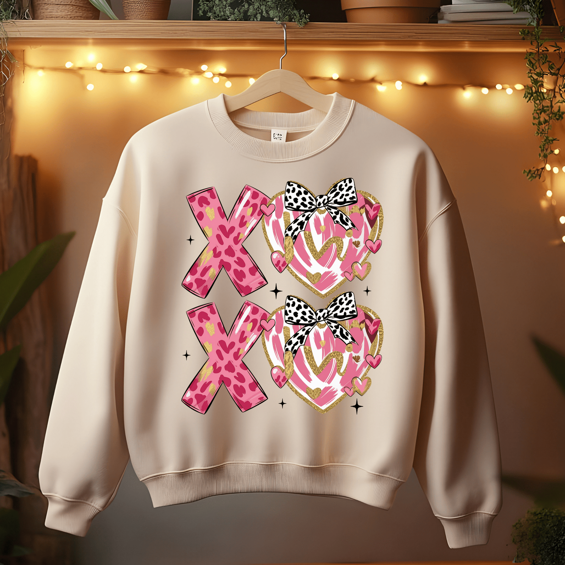 Ink and Charms Designs Sweatshirt Sand / S X O Hugs and Kisses Design with Hearts  Sweatshirt