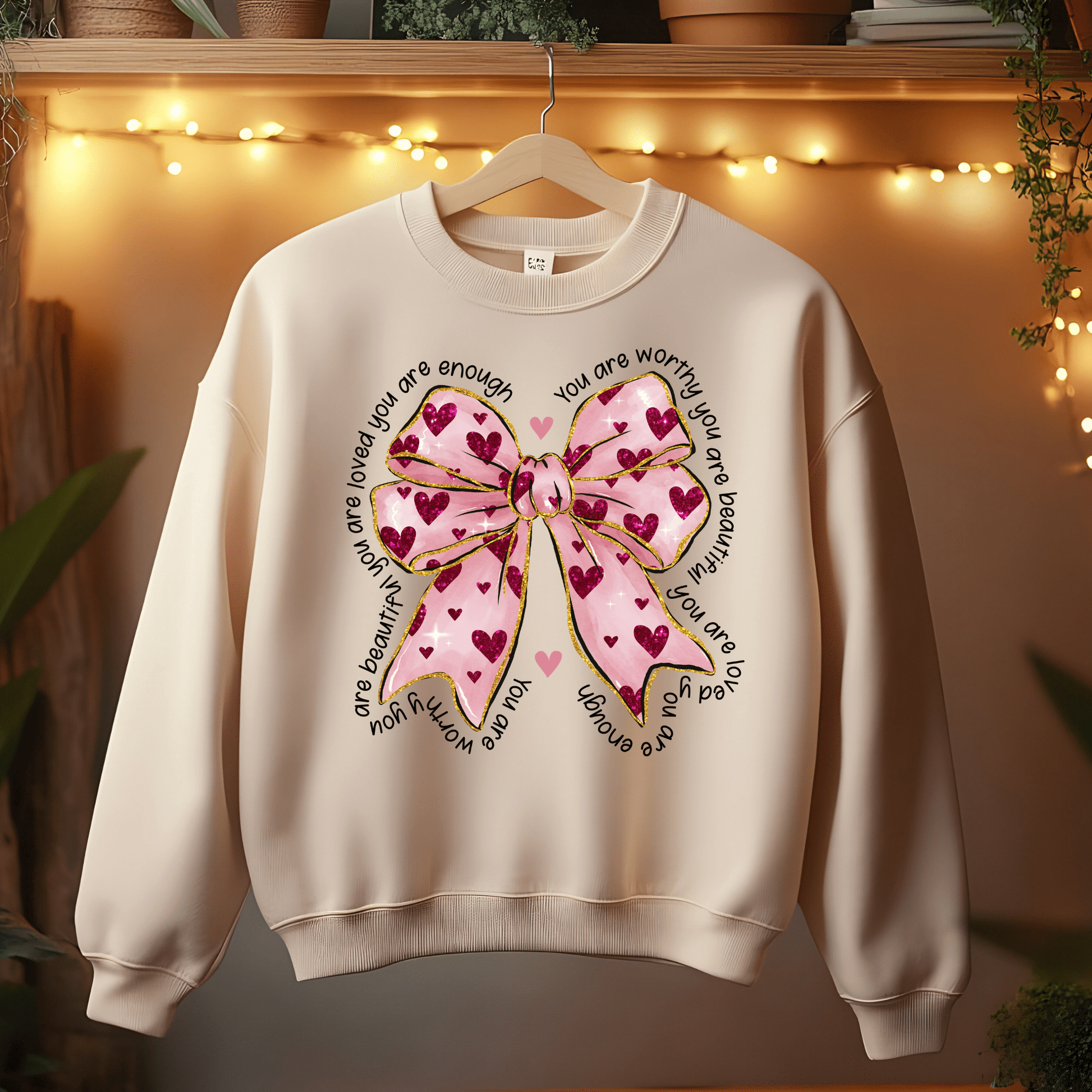 Ink and Charms Designs Sweatshirt Sweatshirt / Black / S Glitter Bows and Hearts Valentine’s Day Sweatshirt