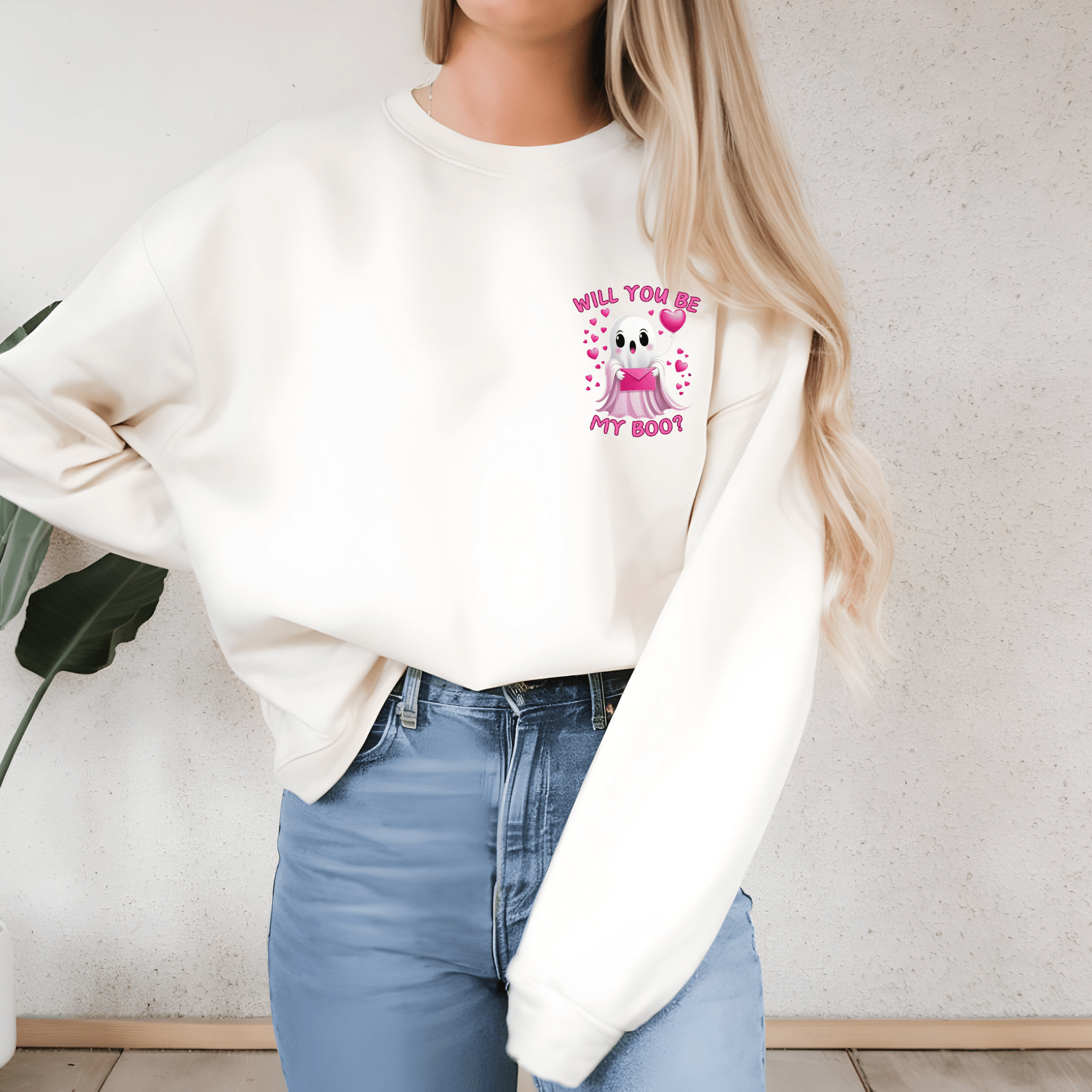 Ink and Charms Designs Sweatshirt Sweatshirt Left Chest design / Pink / S Be My Boo Valentine T-Shirt