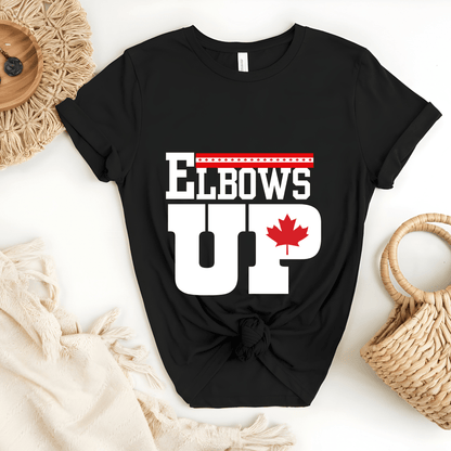 Ink and Charms Designs Sweatshirt T-shirt / Black / S "ELBOWS UP" Apparel Collection: Wear Your Canadian Pride with Strength!