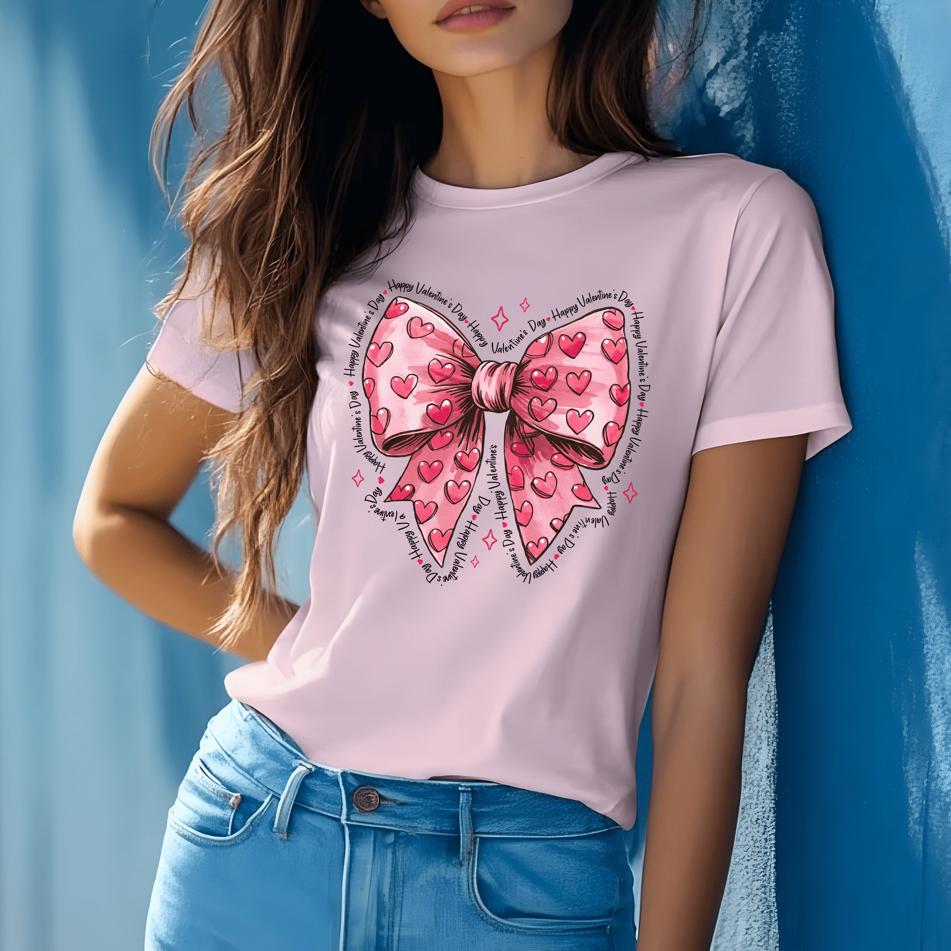 Ink and Charms Designs Sweatshirt T-shirt / Pink / S Bow and Hearts Valentine’s Day Sweatshirt