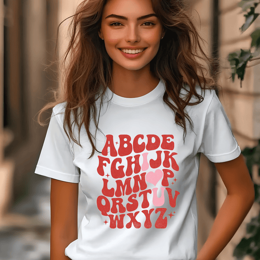 Ink and Charms Designs Sweatshirt T-shirt / Pink / S 💖✨Spell Out Love with Our ABC “I ❤️ U” Design! , T-shirt, Sweatshirt & Hoodie