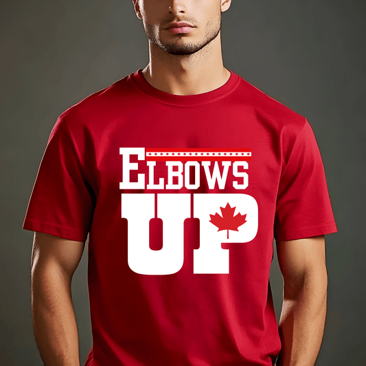 Ink and Charms Designs Sweatshirt T-shirt / Red / S "ELBOWS UP" Apparel Collection: Wear Your Canadian Pride with Strength!