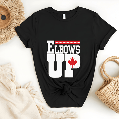 Ink and Charms Designs Sweatshirt T-shirt / White / S "ELBOWS UP" Apparel Collection: Wear Your Canadian Pride with Strength!