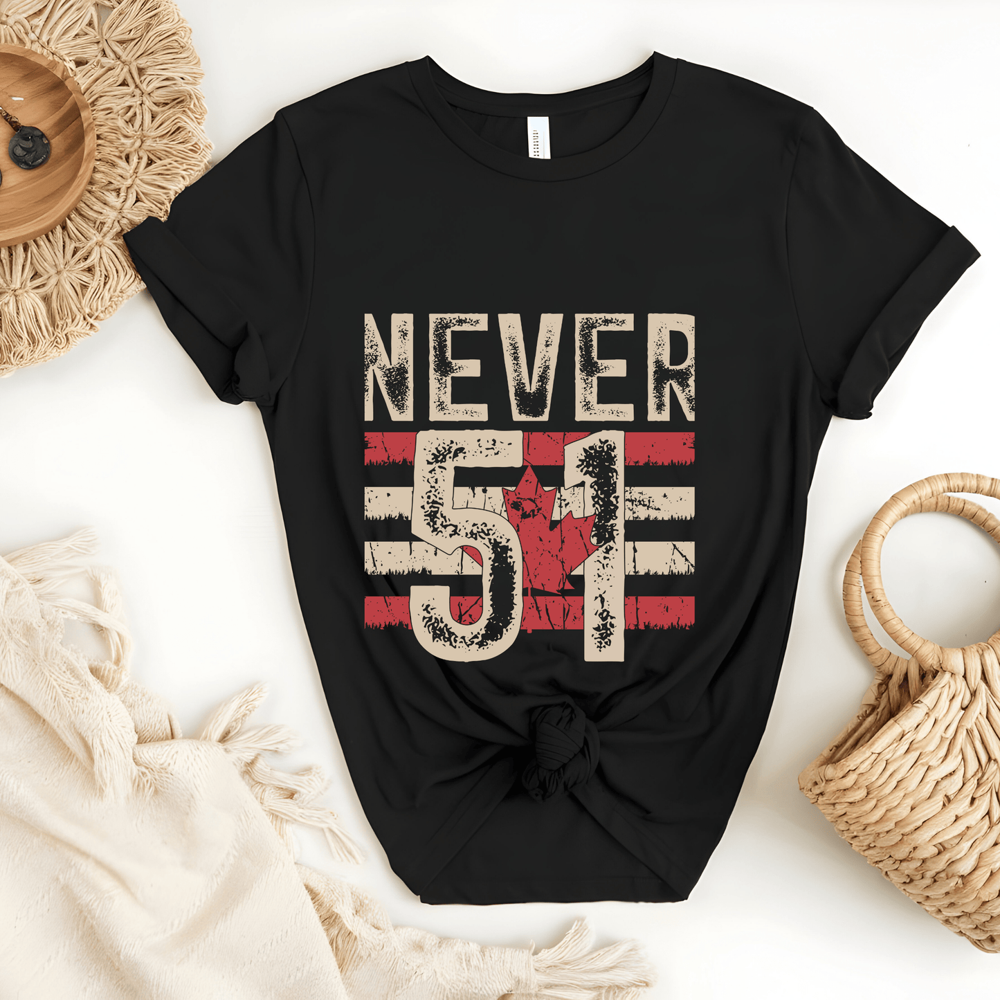 Ink and Charms Designs Sweatshirt T-shirt / White / S Proudly Canadian Collection: NEVER 51ST - Our Identity is Unwavering!