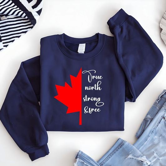 Ink and Charms Designs Sweatshirt "True North Strong & Free" Apparel Collection: Wear Your Canadian Pride!