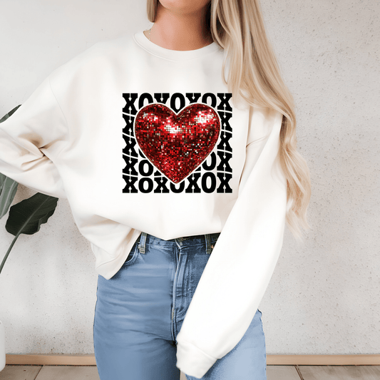 Ink and Charms Designs Sweatshirt White / S / Front X O with Glitter Heart Valentine’s Day Sweatshirt