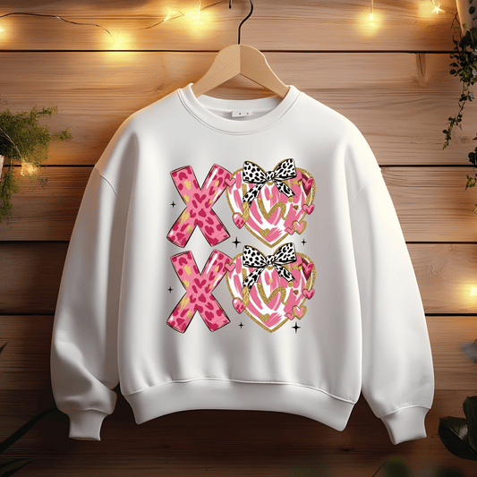 Ink and Charms Designs Sweatshirt White / S X O Hugs and Kisses Design with Hearts  Sweatshirt