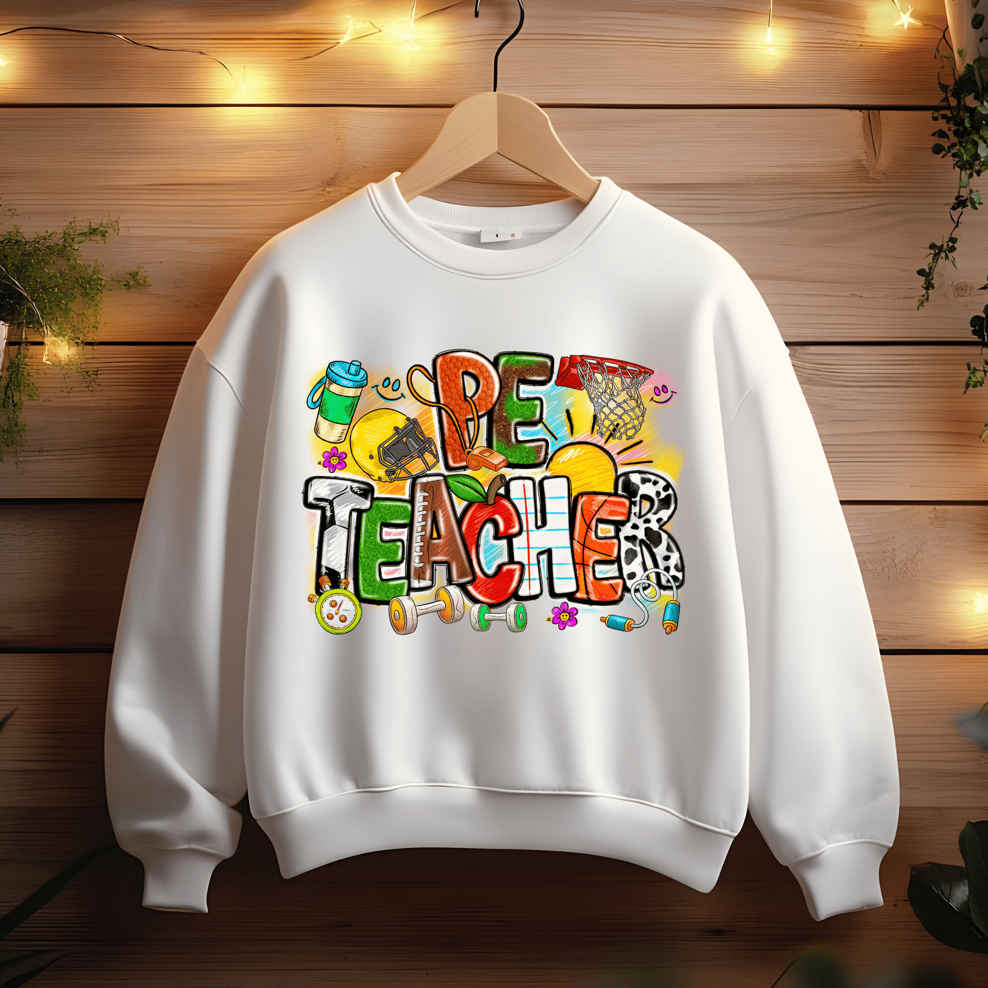 Ink and Charms Designs Sweatshirts S / White PE Teacher Sports-Themed Sweatshirt