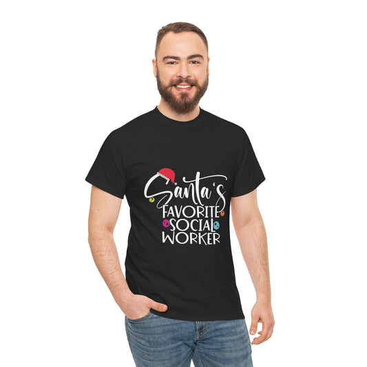 Ink and Charms Designs T-Shirt Black / S Graphic Tee Santa's Favorite Social Worker