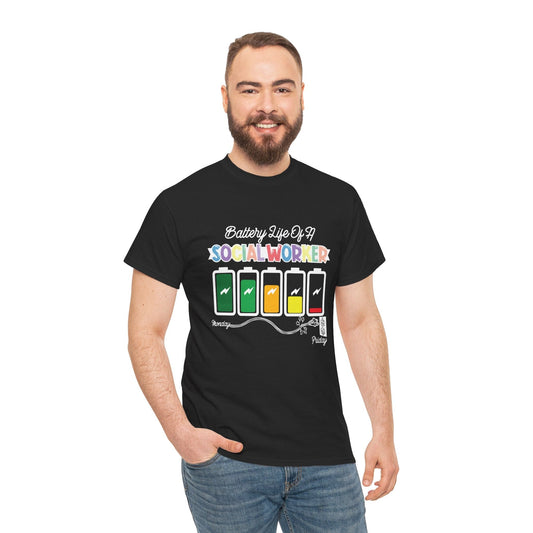 Ink and Charms Designs T-Shirt Black / S Social Worker Unisex Tee - Battery Life Design