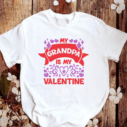Ink and Charms Designs T-Shirt L / White "My Grandpa is My Valentine" - Kids' T-shirt