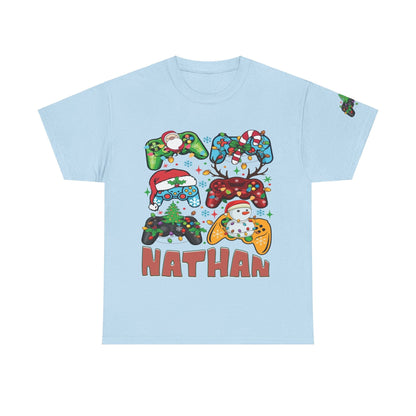 Ink and Charms Designs T-Shirt Light Blue / S Unisex Heavy Cotton gamer Tee with personalization and sleeve design