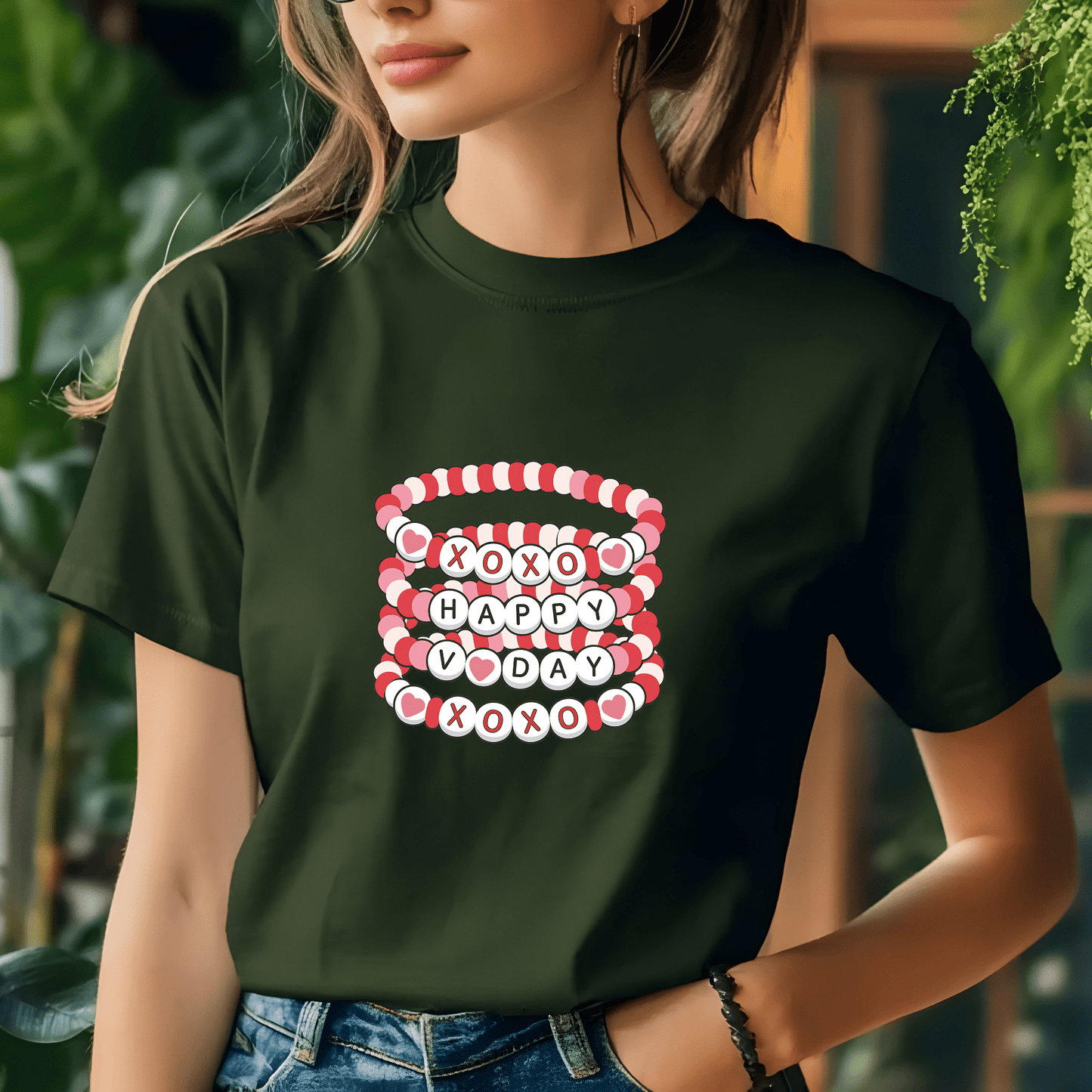 Ink and Charms Designs T-Shirt S / dark green / T-shirt Valentine's Day Friendship Bracelet T-Shirt