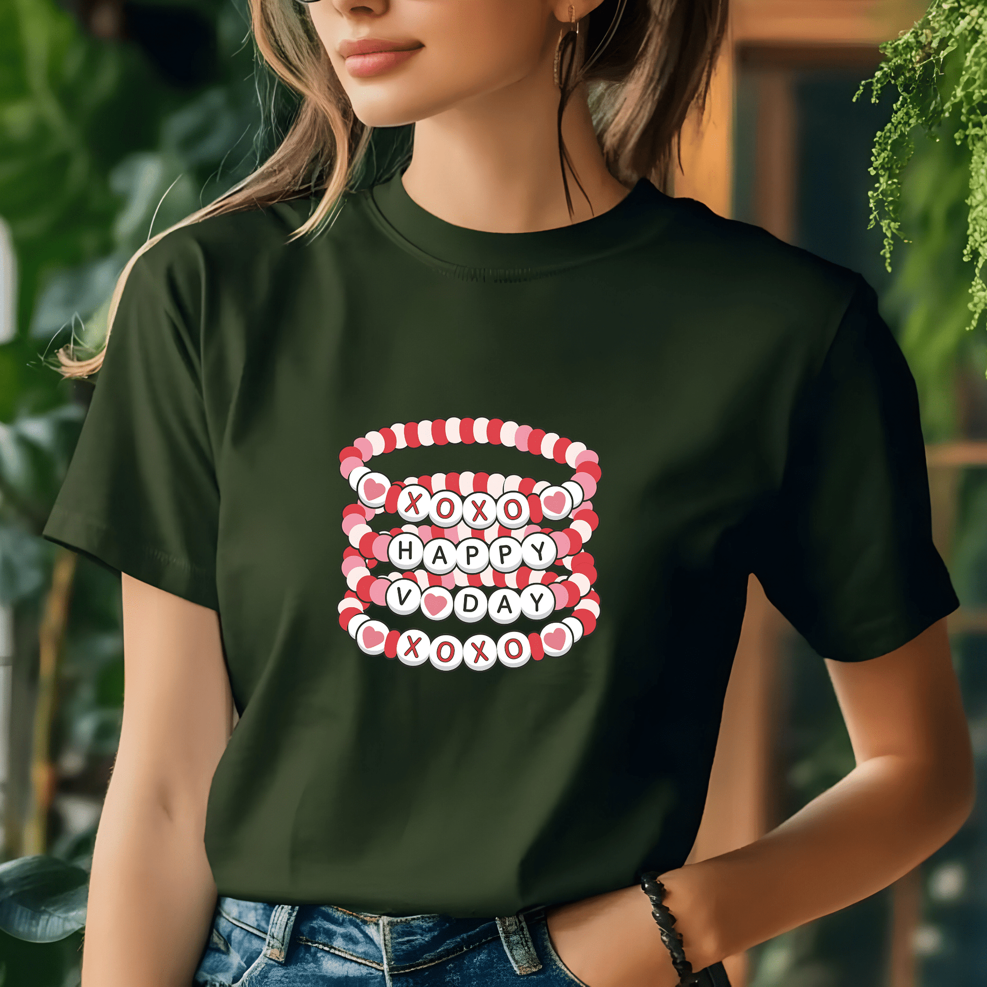 Ink and Charms Designs T-Shirt S / dark green / T-shirt Valentine's Day Friendship Bracelet T-Shirt