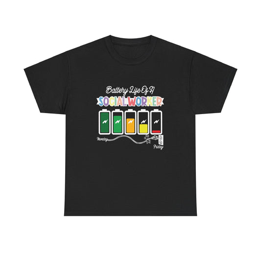 Ink and Charms Designs T-Shirt Social Worker Unisex Tee - Battery Life Design