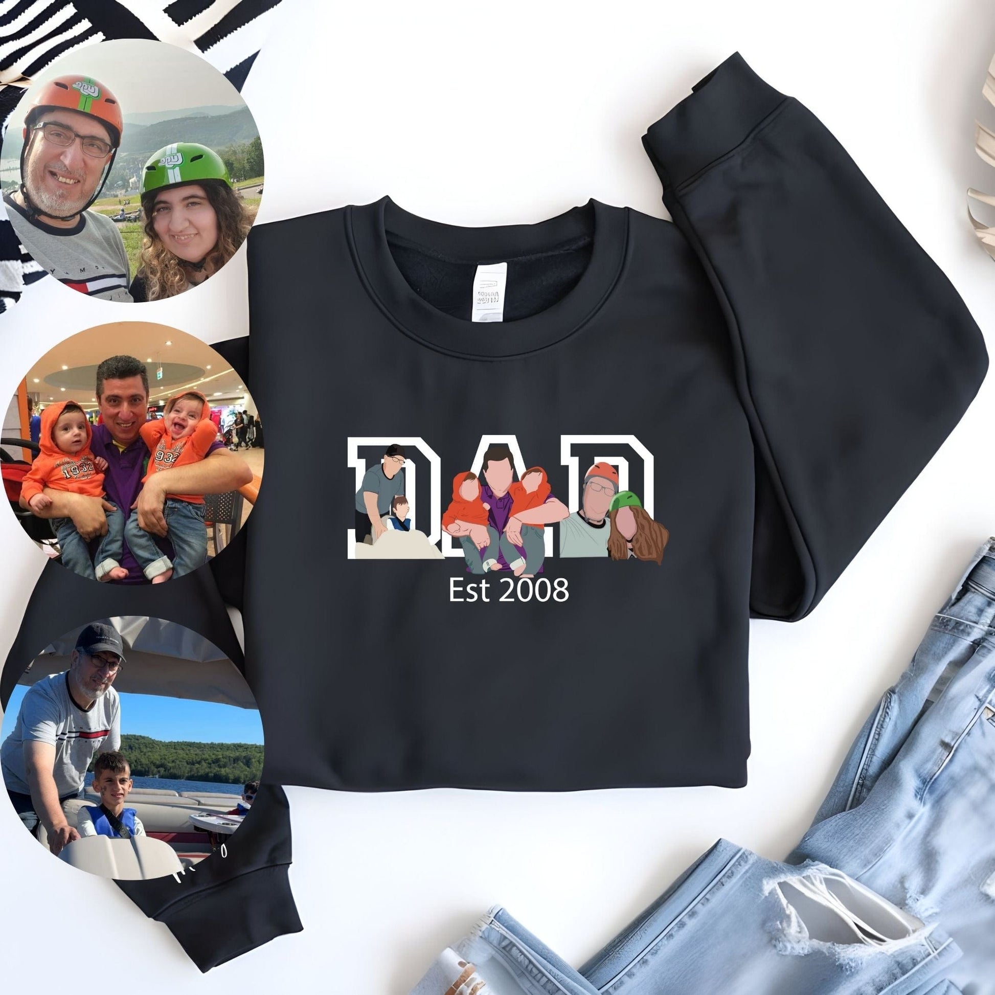 Ink and Charms Designs T-Shirt Sweatshirt / White / XS Three-Image Dad Portrait T-shirt