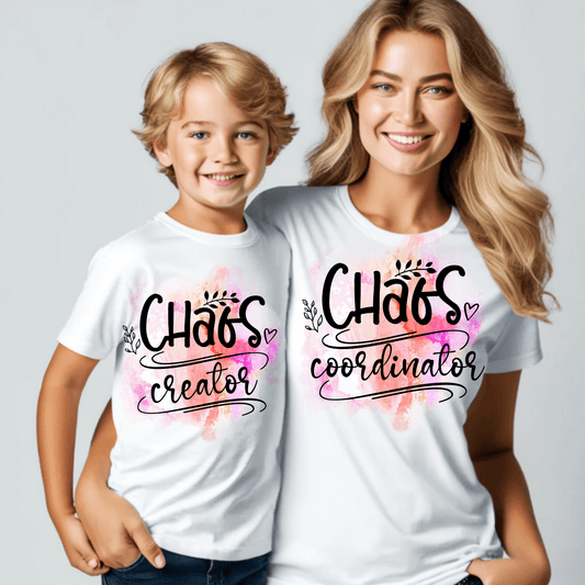 Ink and Charms Designs T-Shirt White / 3XL Mom and Kid Matching Chaos Coordinator &amp; Chaos Creator T-Shirt Set- Tee features family love (Copy)