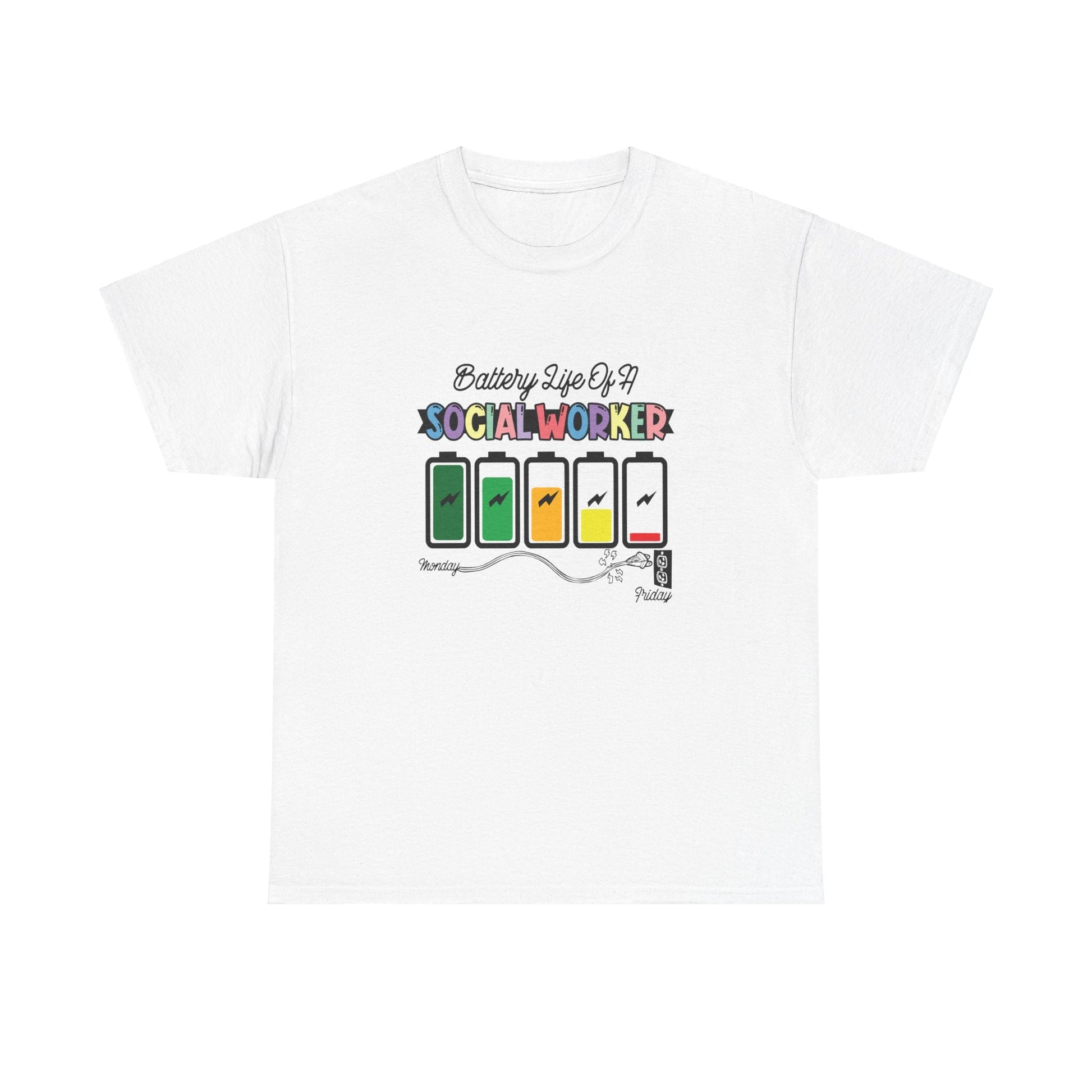 Ink and Charms Designs T-Shirt White / S Battery Life of a Social Worker Heavy Cotton Tee