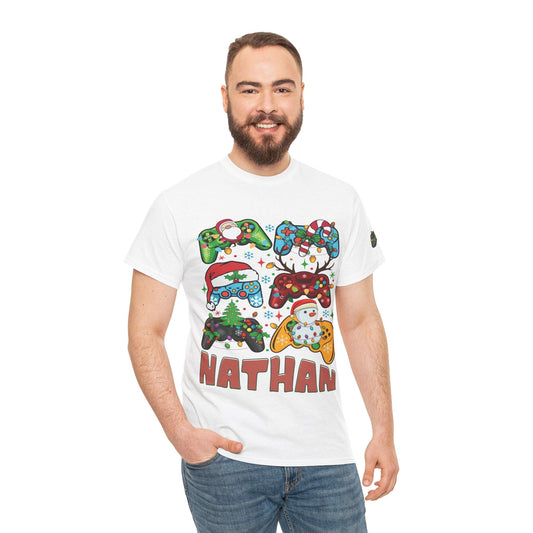 Ink and Charms Designs T-Shirt White / S Unisex Heavy Cotton gamer Tee with personalization and sleeve design