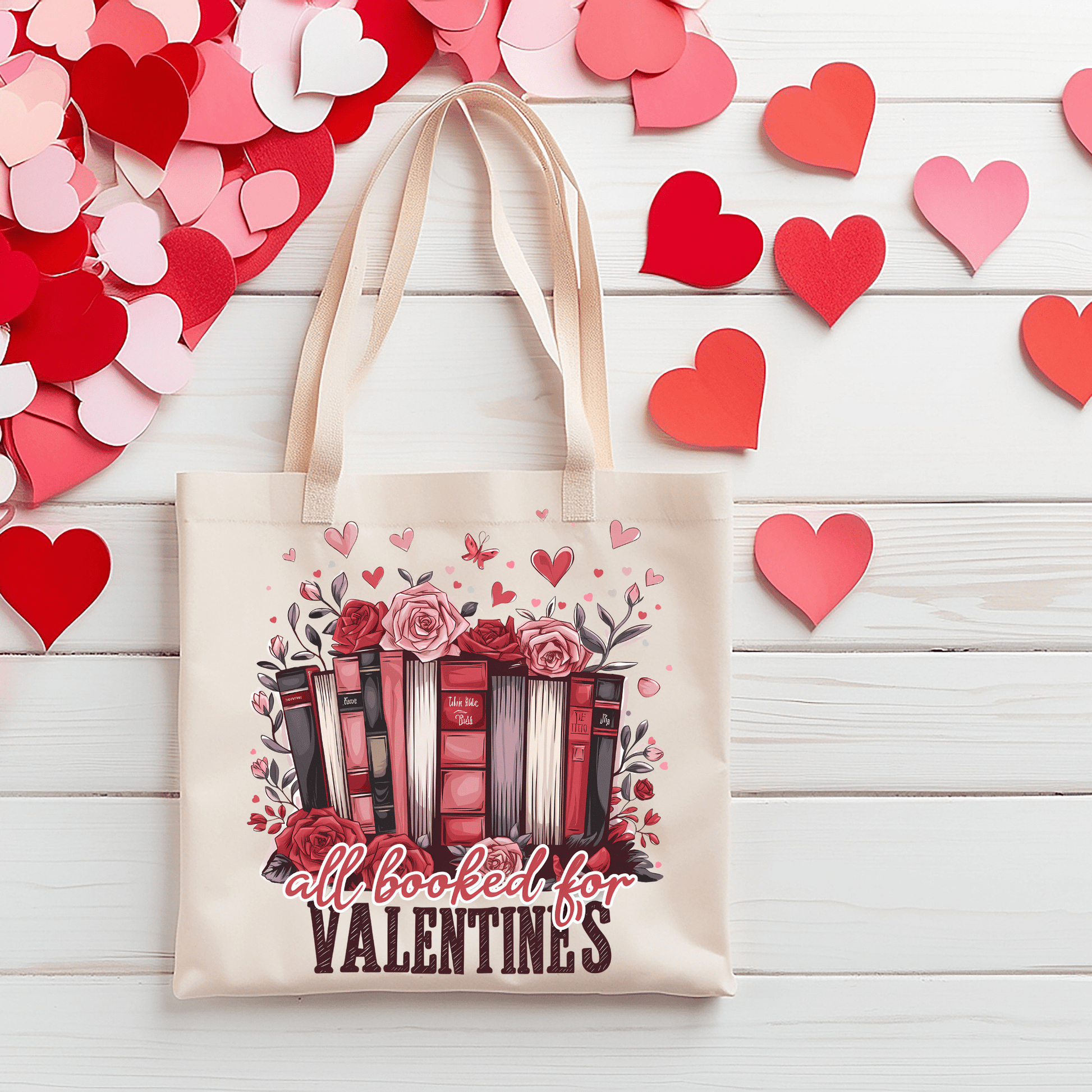 Ink and Charms Designs Tote Bag "All Booked for Valentine's"- Tote Bag