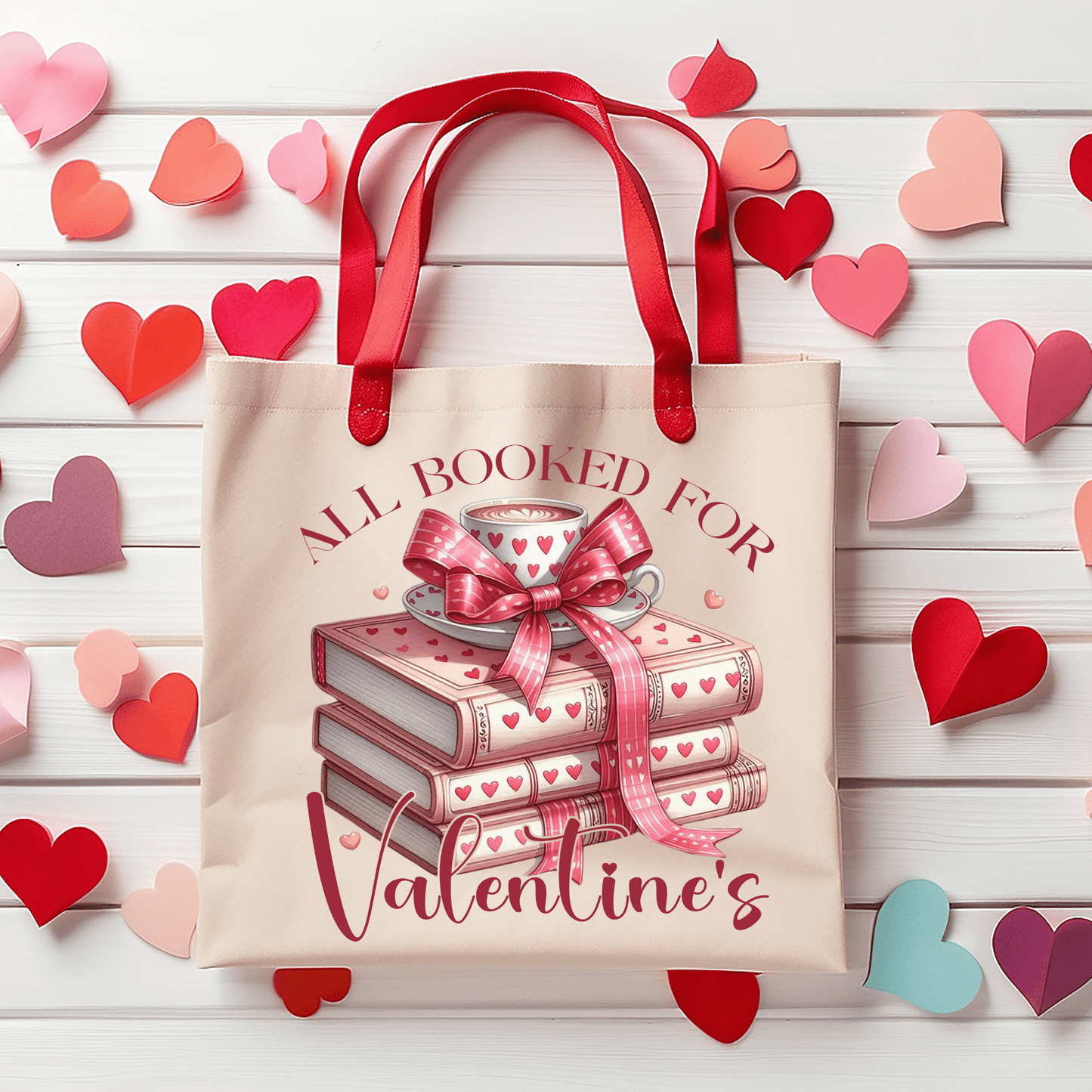 Ink and Charms Designs Tote Bag "All Booked for Valentine's"- Tote Bag