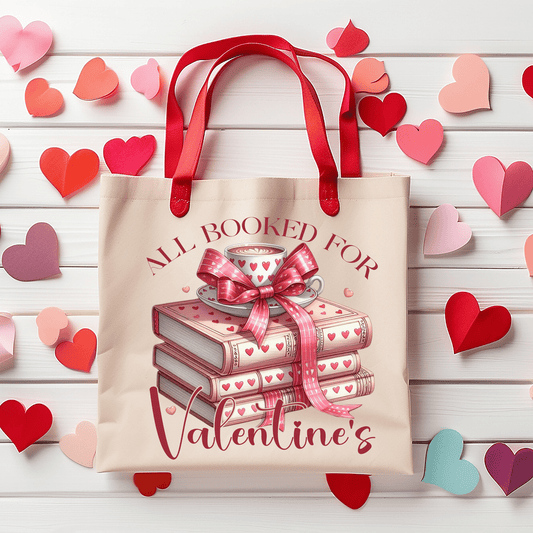 Ink and Charms Designs Tote Bag "All Booked for Valentine's"- Tote Bag